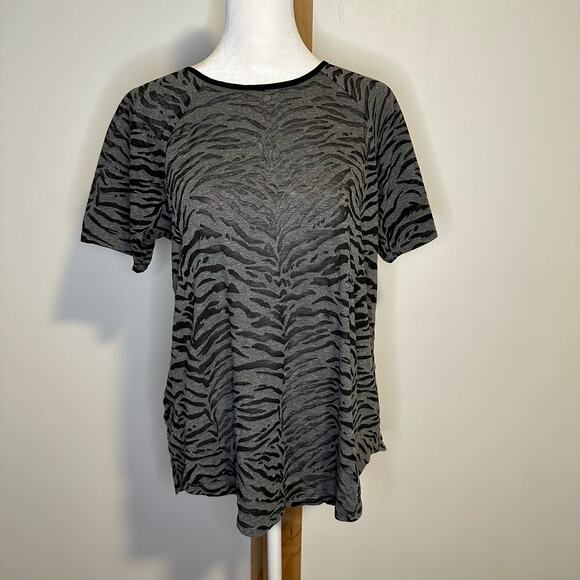 Rebecca Taylor gray & black animal print short sleeve top size XS - Picture 2 of 11